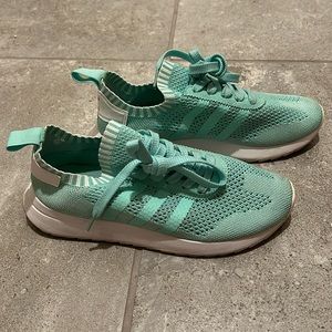Teal/mint adidas sneakers